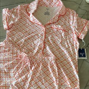 Roller Rabbit Pink & White Heart Scallop Short-Sleeve Pajama Set